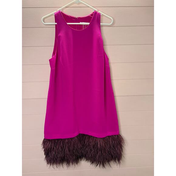Trina Turk NWT Magenta Feather Shift Dress - Picture 4 of 11
